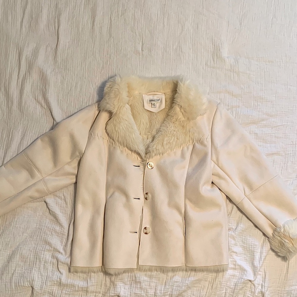 Coldwater Creek Suede Faux Fur Coat